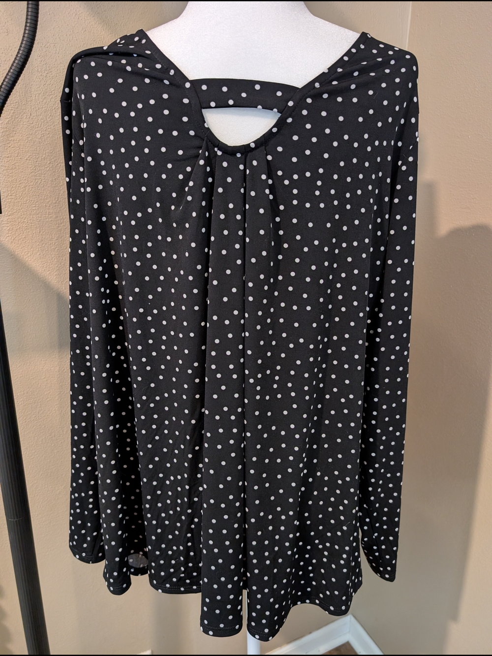 Susan Graver Black and White Polka Dot Blouse - Picture 4 of 6